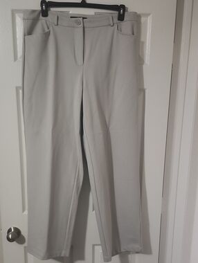 Ashley Stewart Light Gray Straight-Leg Trousers